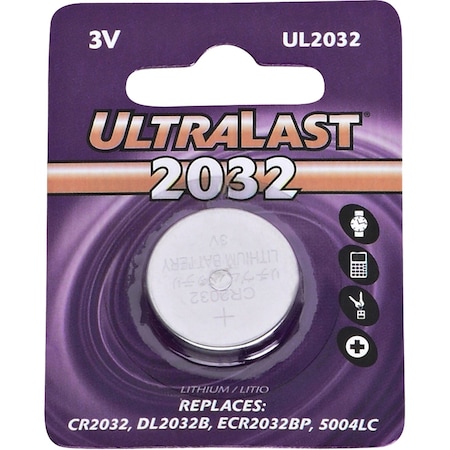 Dantona NABC UltraLast UL2032 Lithium Button General Purpose Battery - 3V DC UL2032